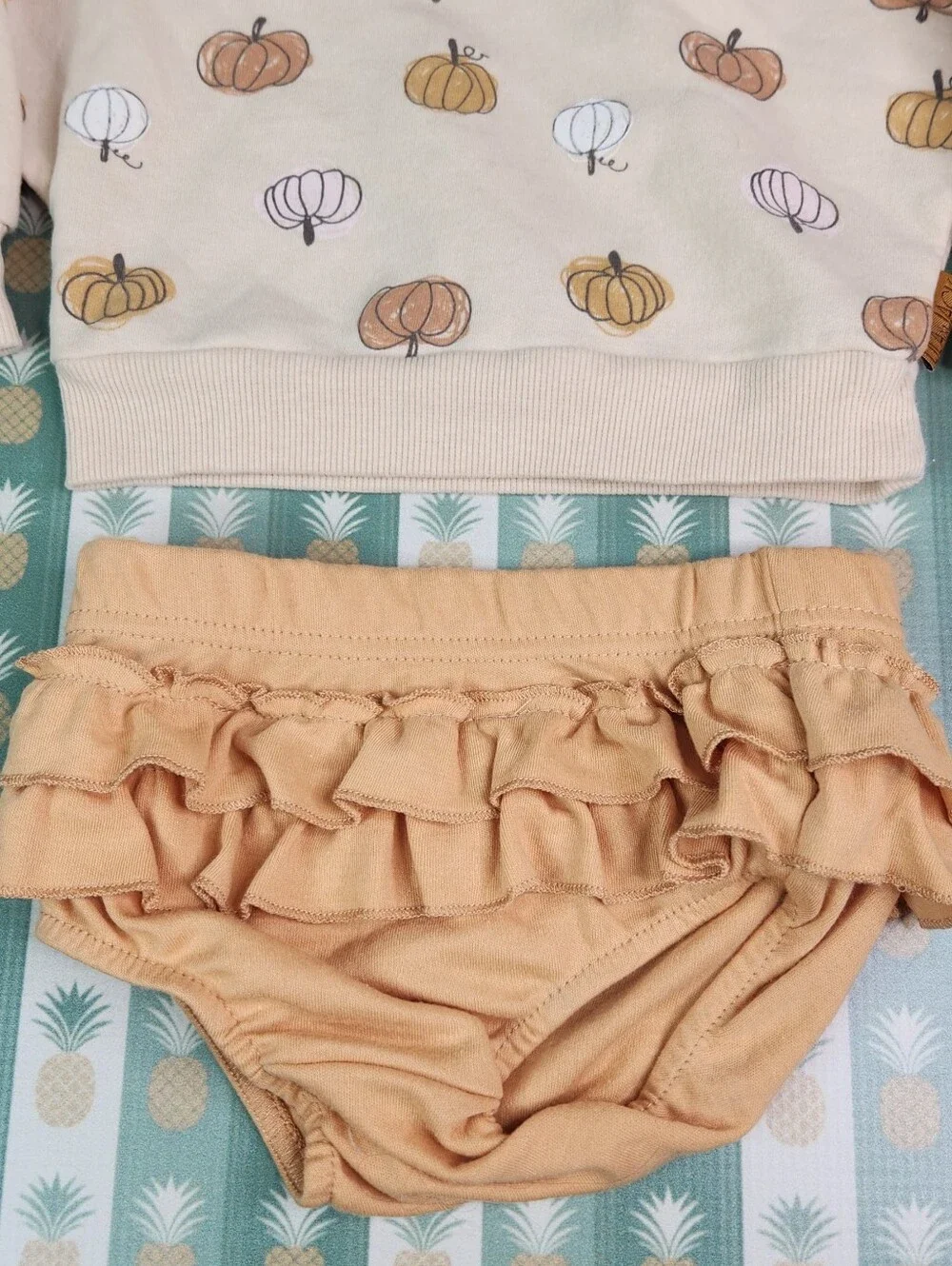 Lila & Jack Pumpkin Print Sweatshirt & Ruffle Bloomer Set